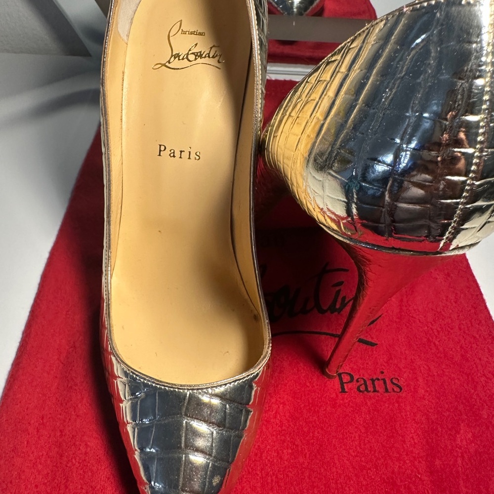 Christian Louboutin Silver Stiletto Heels - Picture 3 of 7